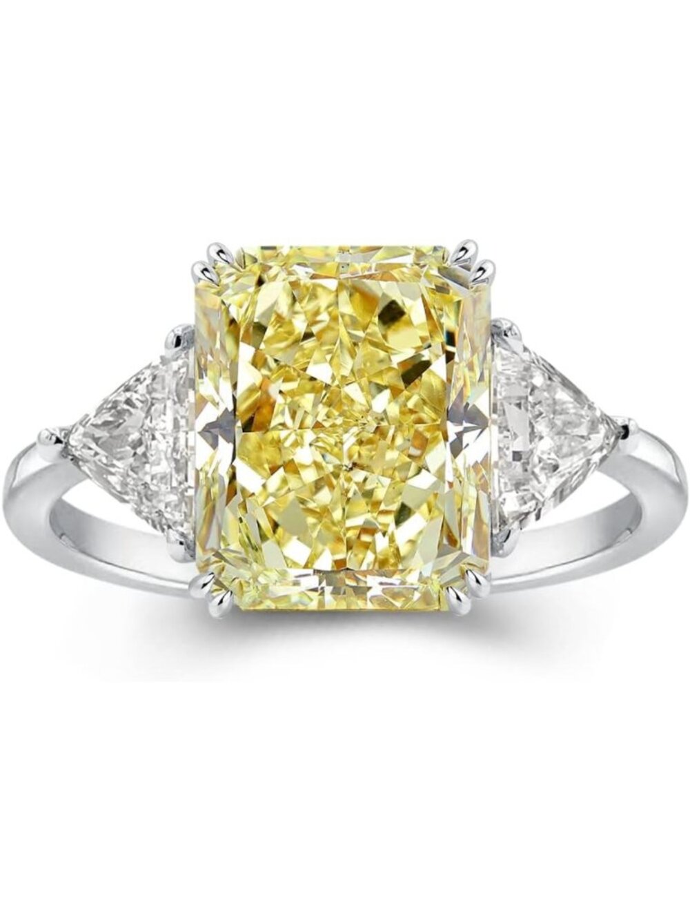 4CT Silver 3-Stone Radiant Promise Ring for Women - Elegant Jewelry Gift